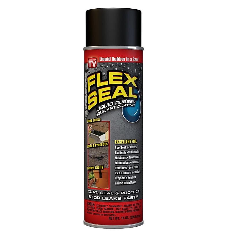Flex Seal FSR20 Rubberized Spray Coating, 12 sq-ft Coverage Area, Black, 14 oz Can