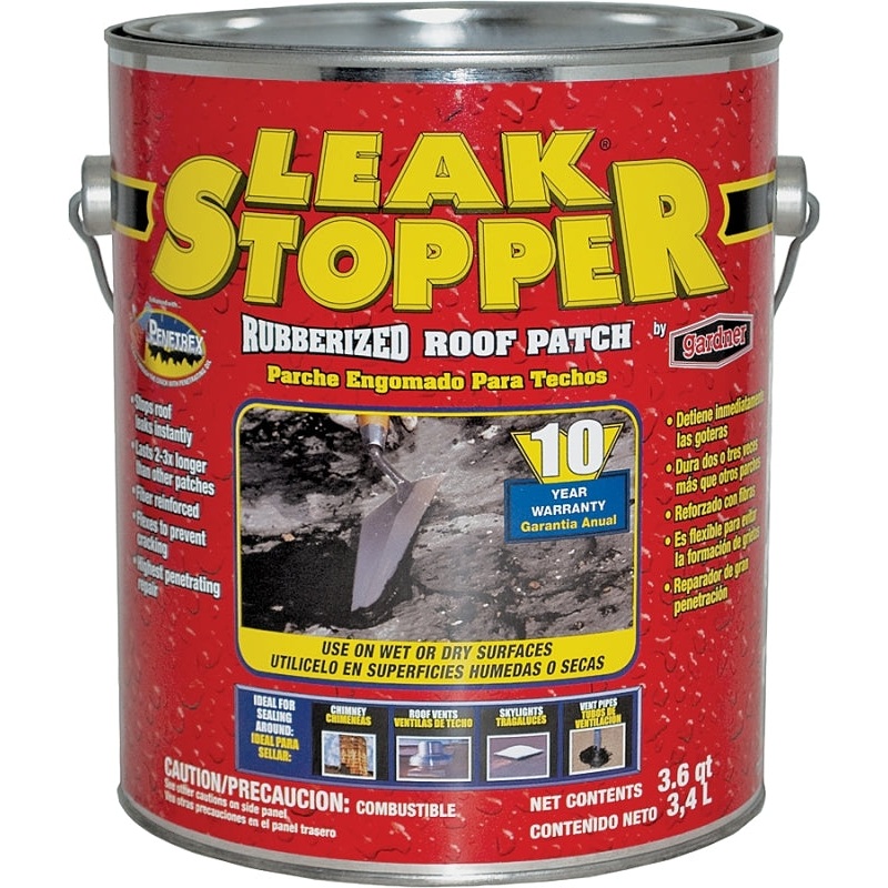 Gardner LEAK STOPPER Series 0311-GA Roof Patch, Black, Liquid, 1 gal, Pack of 4
