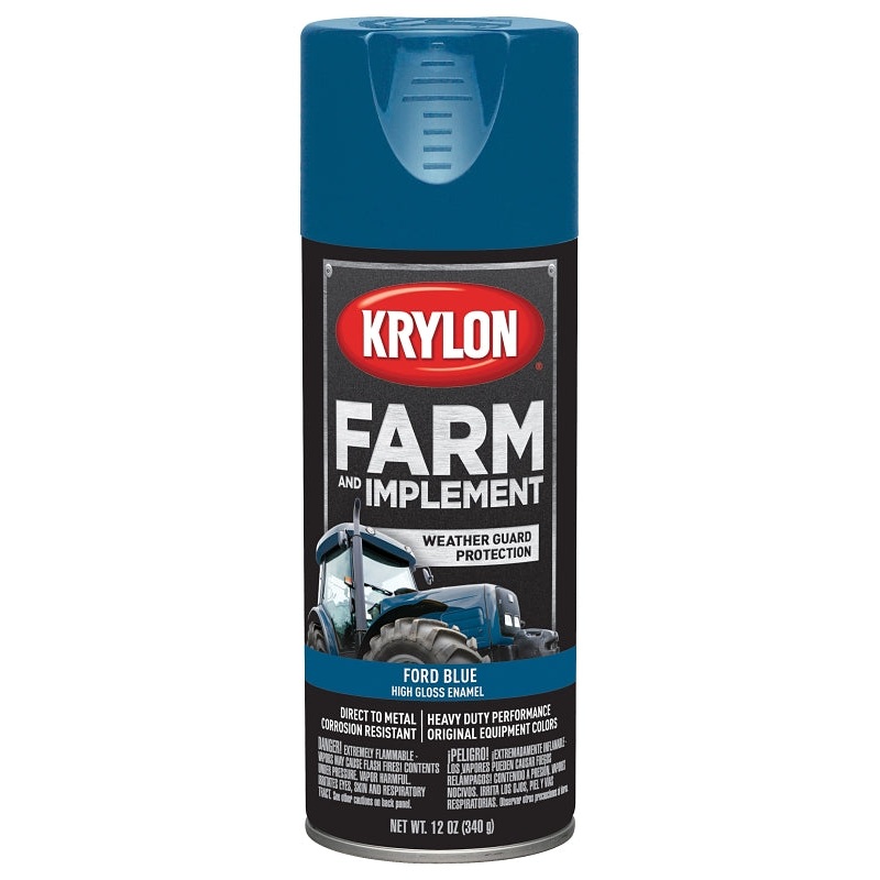 Krylon K01936000 Farm Equipment Spray, High-Gloss, Ford Blue, 12 oz, Pack of 6