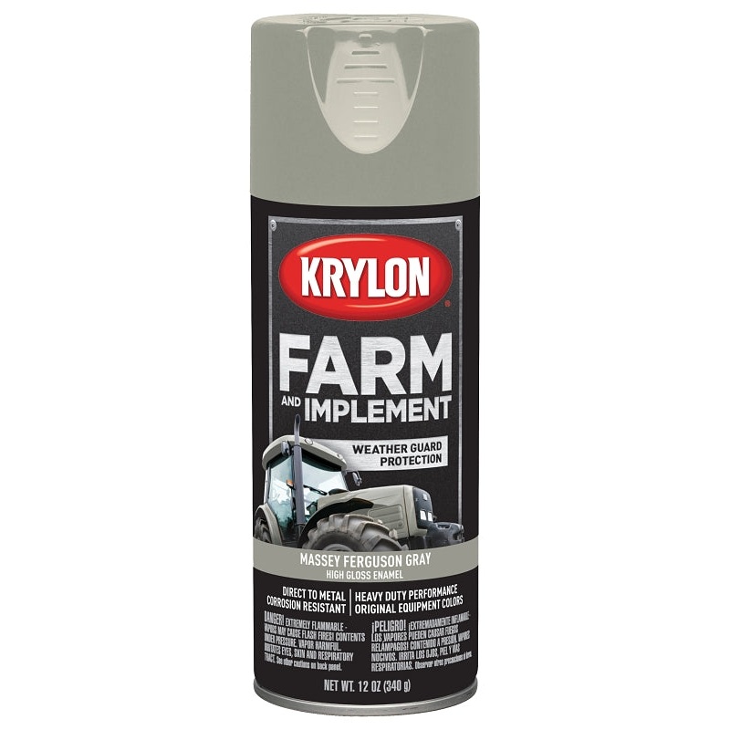 Krylon K01938000 Farm Equipment Spray, High-Gloss, Massey Ferguson Gray, 12 oz, Pack of 6