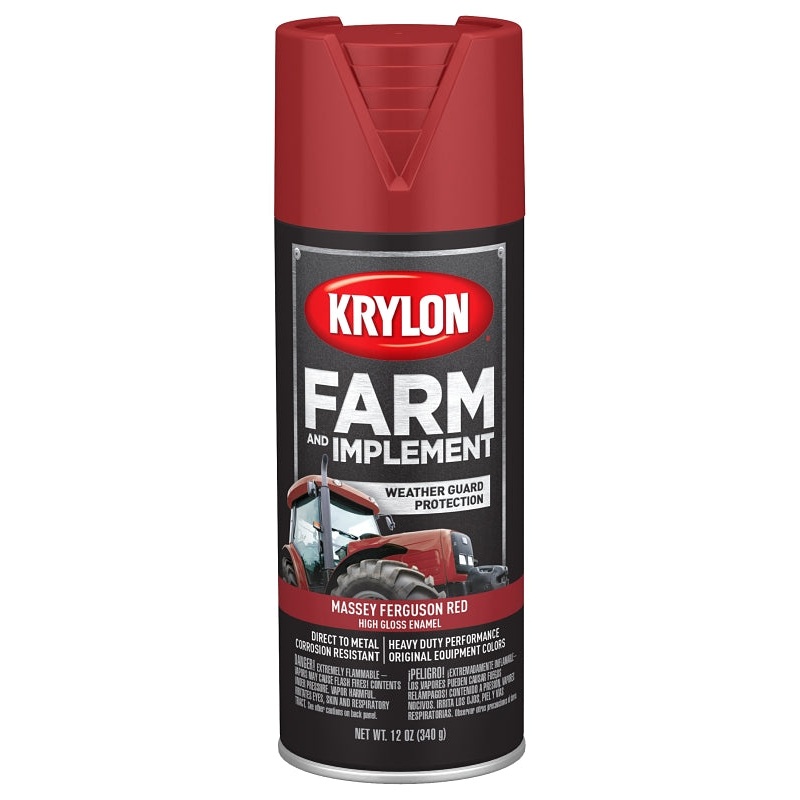 Krylon K01939000 Farm Equipment Spray, High-Gloss, Massey Ferguson Red, 12 oz, Pack of 6