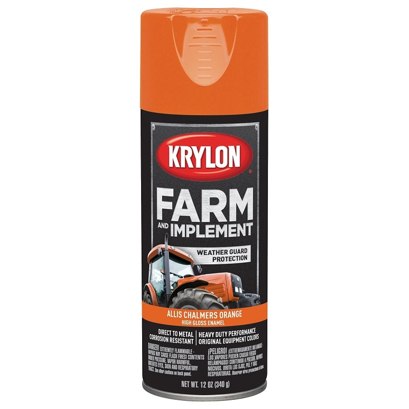 Krylon K01940000 Farm Equipment Spray, High-Gloss, Allis Chalmers Orange, 12 oz, Pack of 6