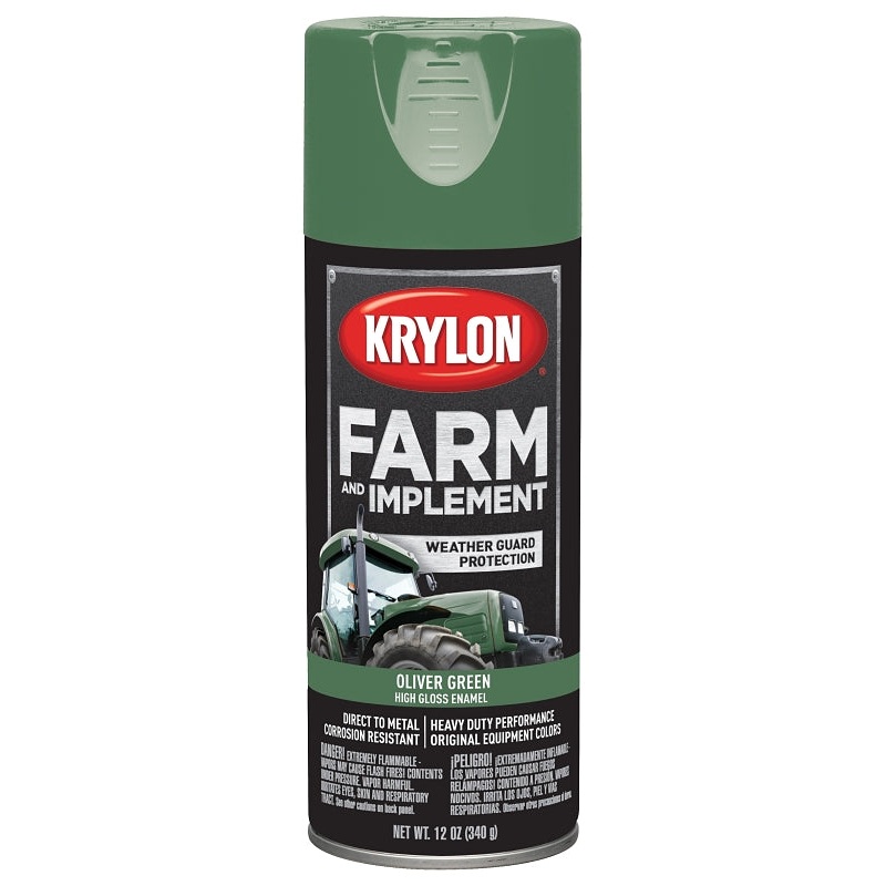 Krylon K01943000 Farm Equipment Spray, High-Gloss, Oliver Green, 12 oz, Pack of 6