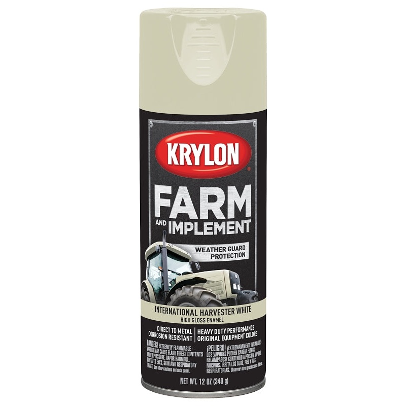 Krylon K01945000 Farm Equipment Spray, High-Gloss, International Harvester White, 12 oz, Pack of 6