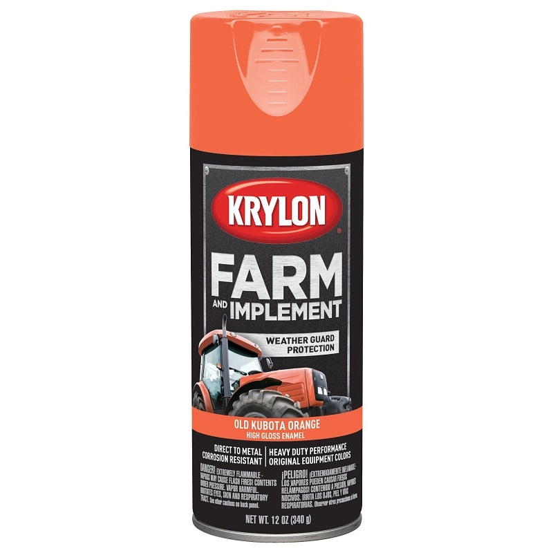 Krylon K01946000 Farm Equipment Spray, High-Gloss, Old Kubota Orange, 12 oz, Pack of 6