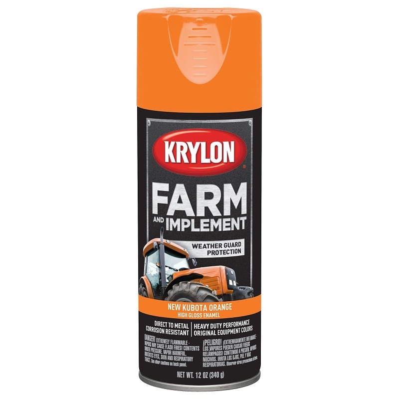 Krylon K01954000 Farm Equipment Spray, High-Gloss, New Kubota Orange, 12 oz, Pack of 6