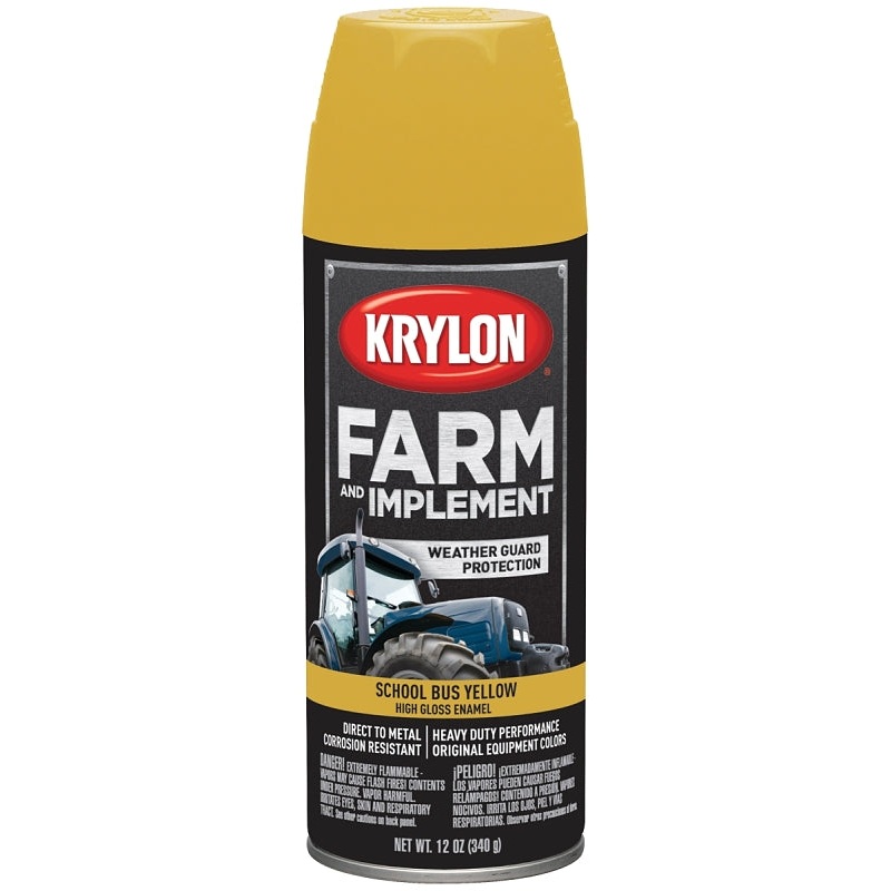 Krylon K01957000 Farm Equipment Spray, High-Gloss, School Bus Yellow, 12 oz, Can