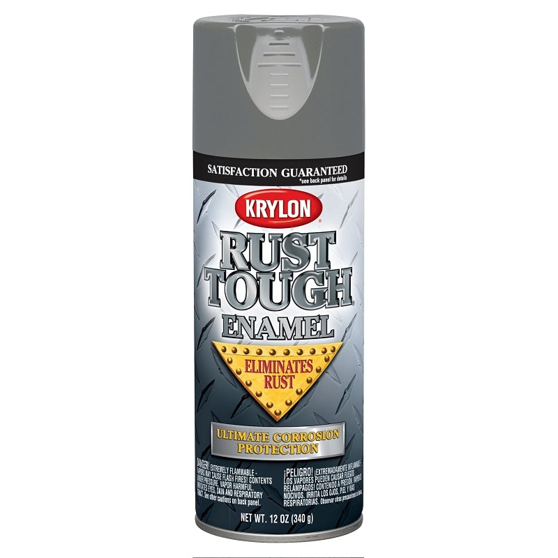 Krylon Rust Tough K09206007 Rust Preventative Spray Paint, Gloss, Battleship Gray, 12 oz, Can