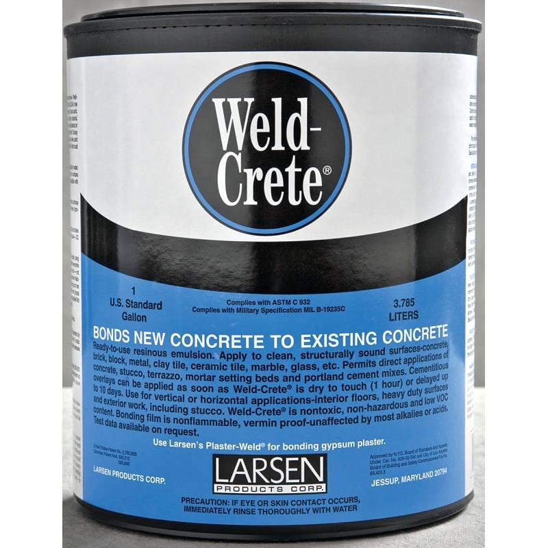 Larsen Weld-Crete WCG04 Bonding Agent, Liquid, Low to Slight Acetic, Blue, 1 gal Pail, Pack of 4