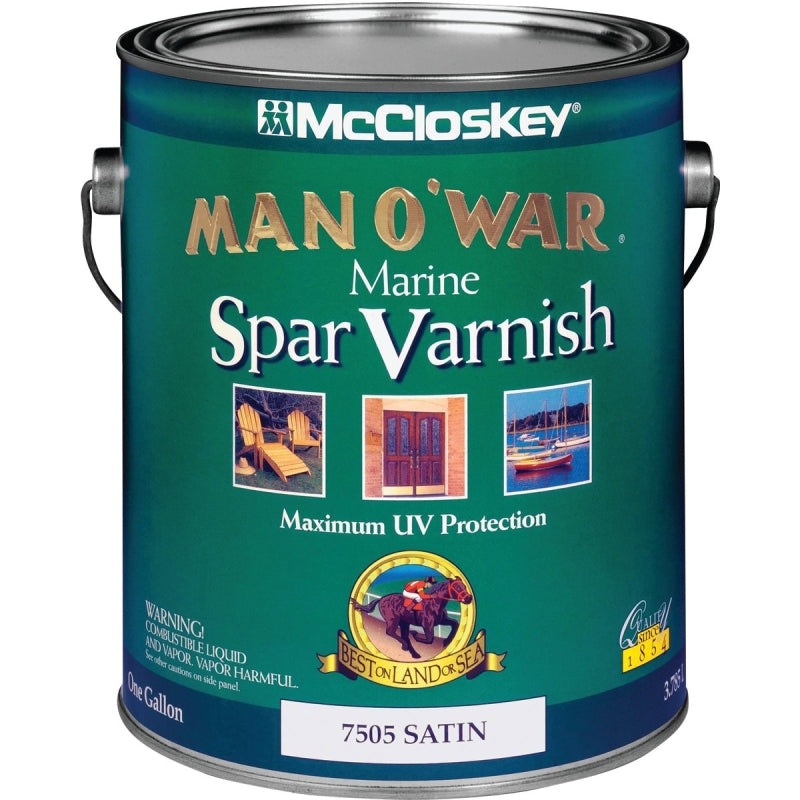 McCloskey Man O War 80-7505 080.0007505.007 Spar Varnish, Satin, Clear, Liquid, 1 gal, Pack of 2
