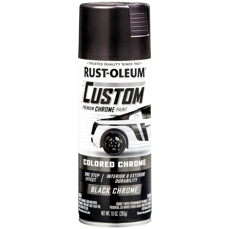 Rust-Oleum 343346 Premium Custom Paint, Chrome, Black, 10 oz, Aerosol Can