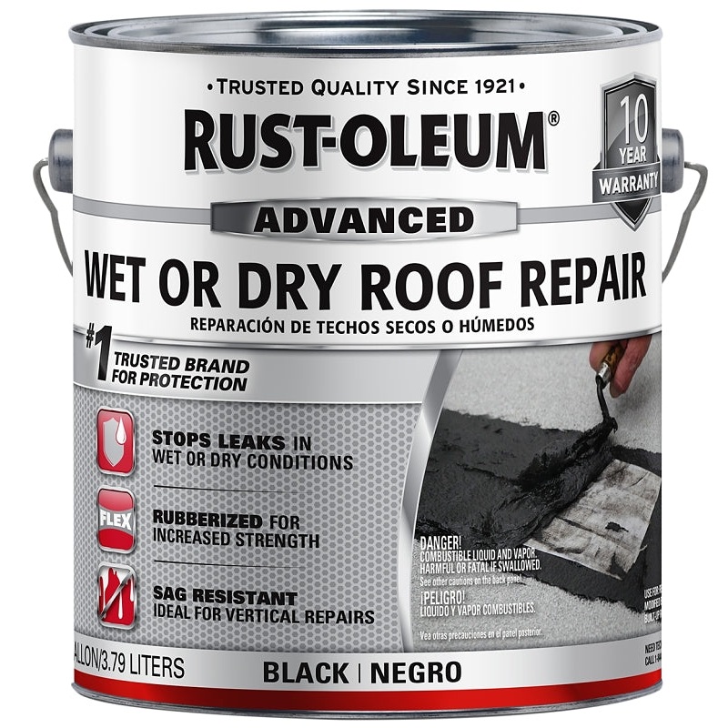 Rust-Oleum 347427 Wet Roof Repair, Black, 0.9 gal