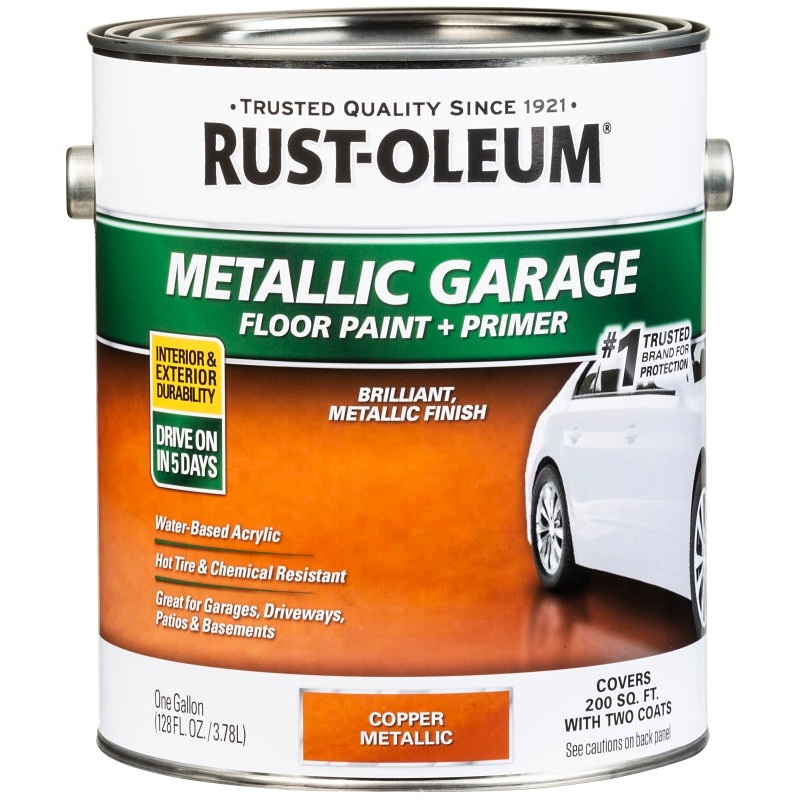 RUST-OLEUM 349355 Concrete and Garage Floor Paint, Metallic, Copper, 1 gal