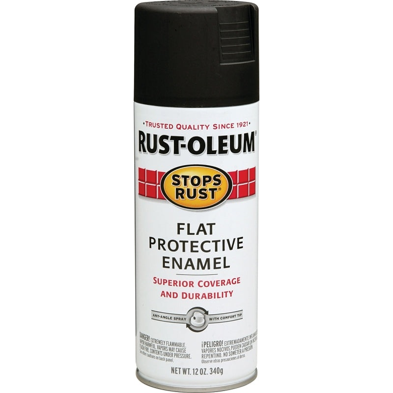 Rust-Oleum 7776830 Rust Preventative Spray Paint, Flat, Black, 12 oz, Can