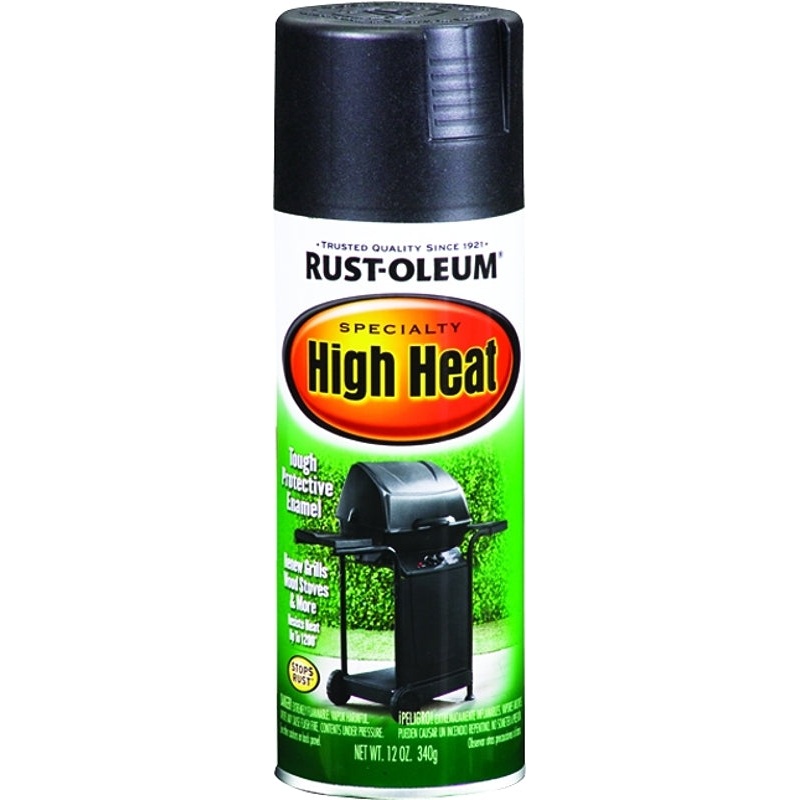 Rust-Oleum 7778830 High Heat Spray Paint, Flat, Barbecue Black, 12 oz Can, Oil