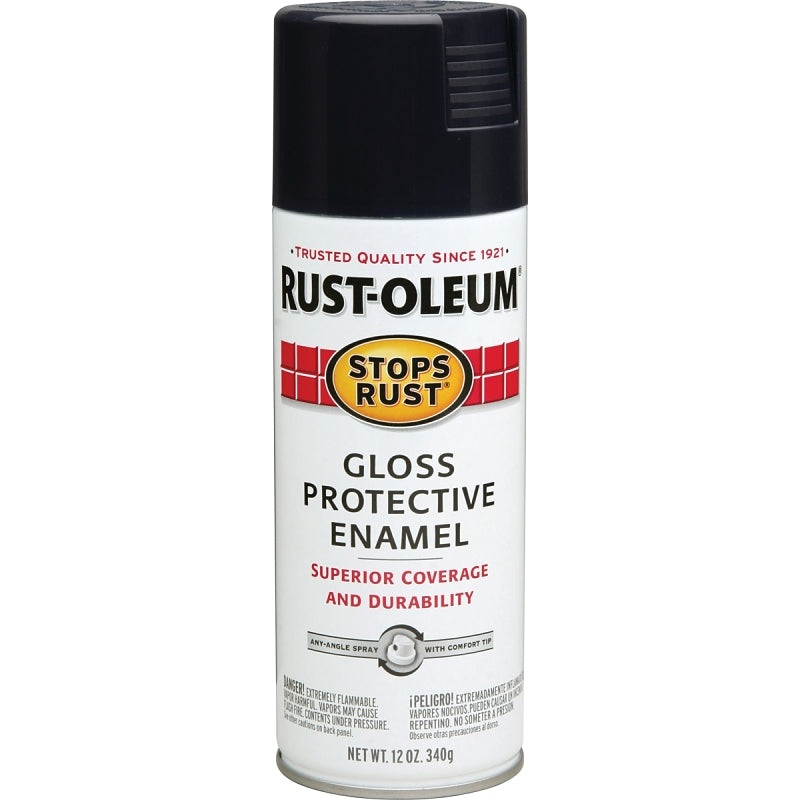 Rust-Oleum 7779830 Rust Preventative Spray Paint, Gloss, Black, 12 oz, Can