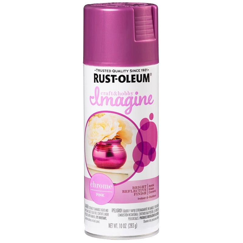 Rust-Oleum Imagine 353334 Craft Spray Paint, Chrome, Pink, 10 oz, Can