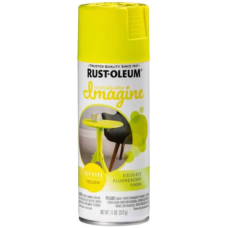 Rust-Oleum Imagine 354001 Craft Spray Paint, Neon, Yellow, 11 oz