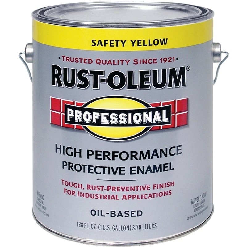 Rust-Oleum K7744402 Enamel Paint, Oil, Gloss, Safety Yellow, 1 gal, Can, 265 to 440 sq-ft/gal Coverage Area, Pack of 2