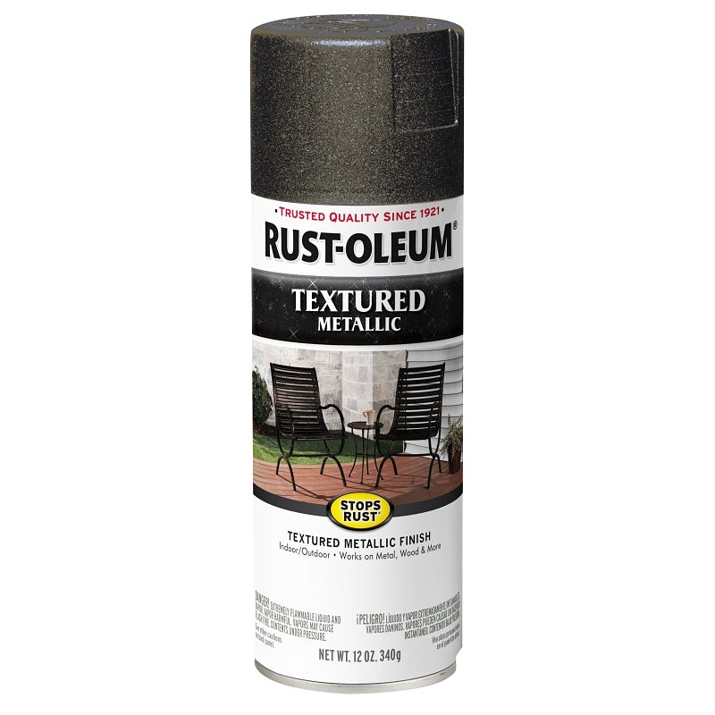 Rust-Oleum Stops Rust 353030 Paint, Textured Metallic, Midnight Gold, 12 oz, Aerosol Can