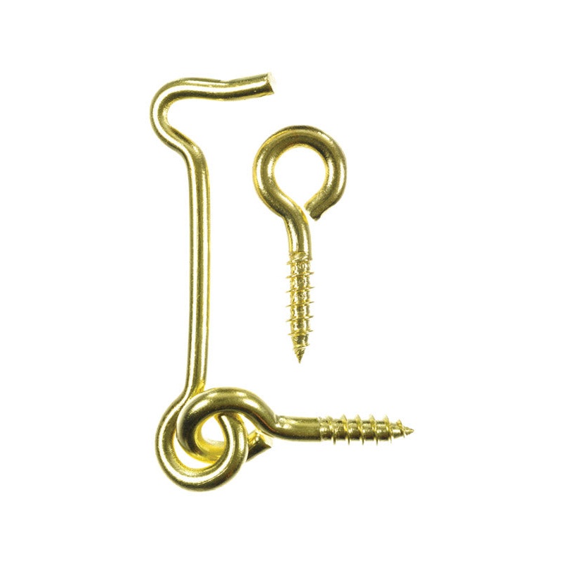 Ace Small Polished Brass Green Brass 2.5 in. L Hook and Eye 2 pk