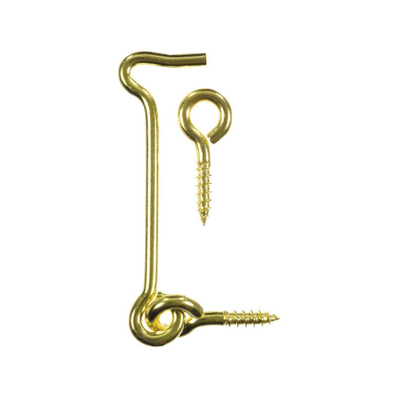 Ace Small Polished Brass Green Brass 3 in. L Hook and Eye 2 pk