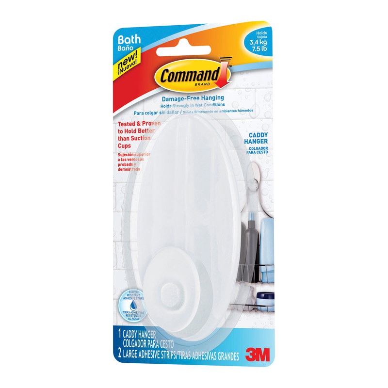 Command Damage-Free Hanging Caddy Hanger Clear Plastic
