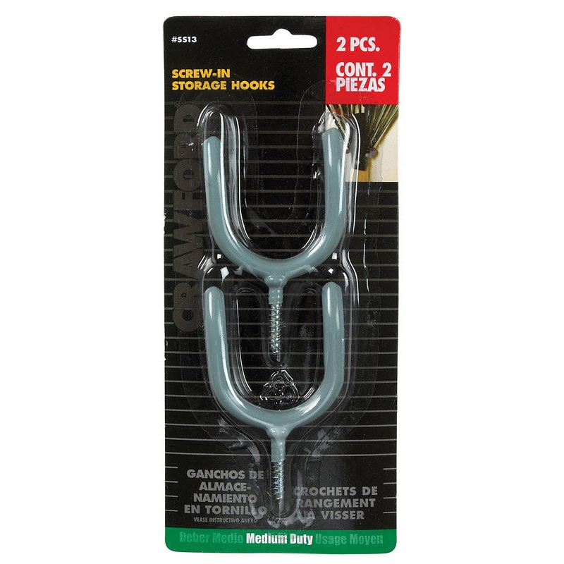 Crawford Medium Duty Storage Hook Steel 2 pk