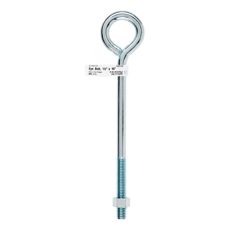 Hampton Zinc Plated Steel 10 in. L Eyebolt