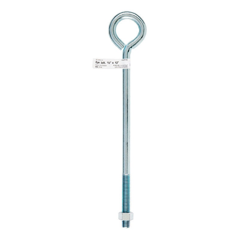 Hampton Zinc Plated Steel Eyebolt 12 in. L