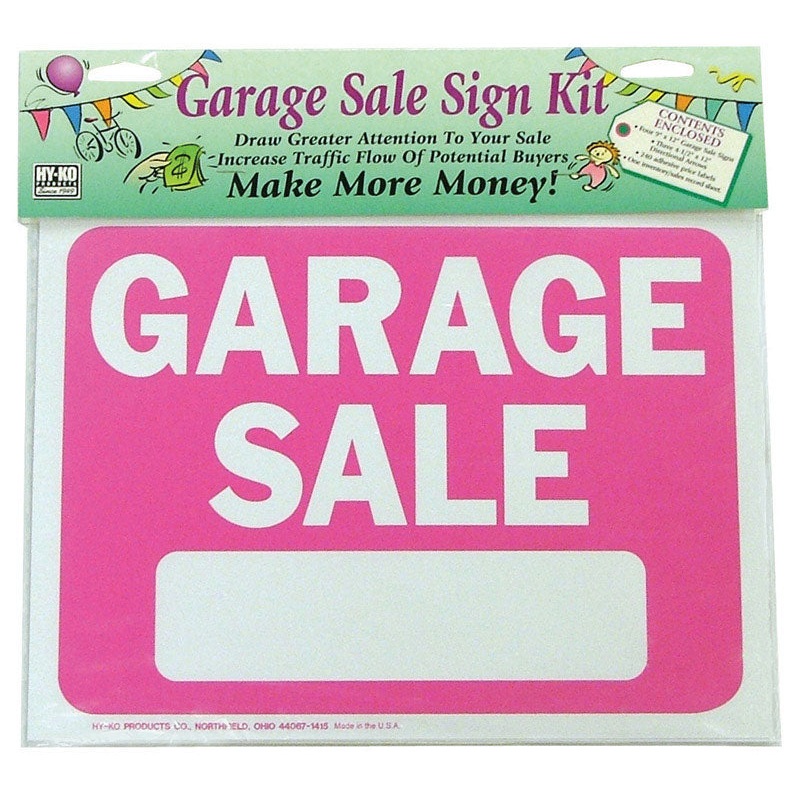 Hy-Ko English 9 in. H x 12 in. W Plastic Sign Kit Garage Sale