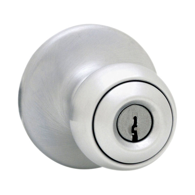 Kwikset Polo Satin Chrome Steel Entry Knobs ANSI/BHMA Grade 3 1-3/4 in.