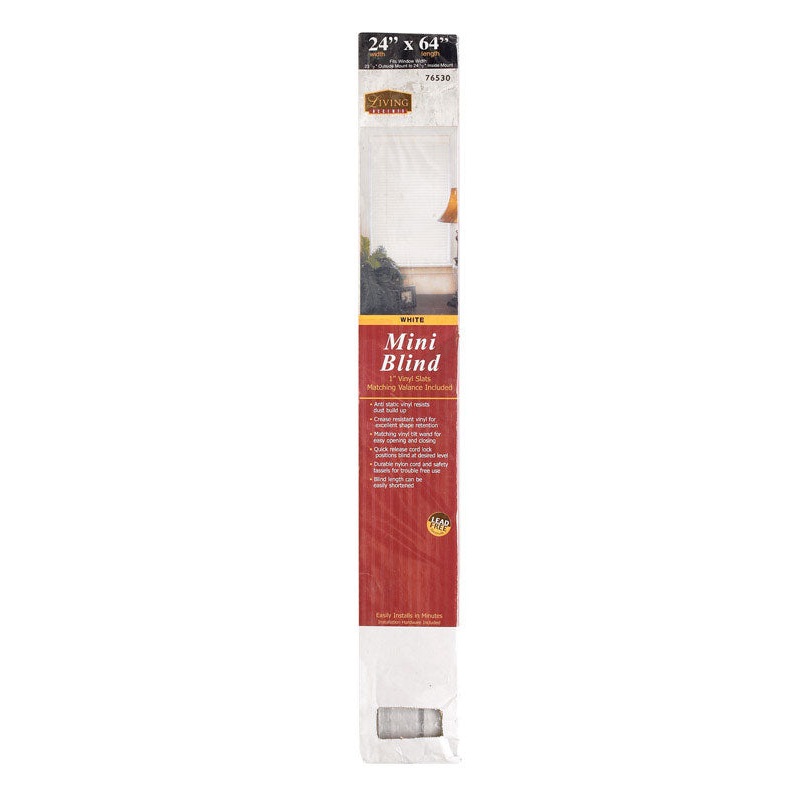 Living Accents Vinyl Horizontal Interior Mini-Blinds 24 in. W x 64 in. L White