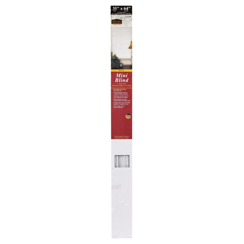 Living Accents Vinyl Horizontal Interior Mini-Blinds 35 in. W x 64 in. L White