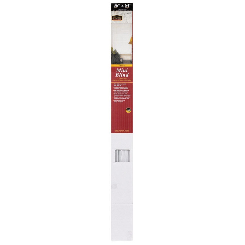 Living Accents Vinyl Horizontal Interior Mini-Blinds 36 in. W x 64 in. L White