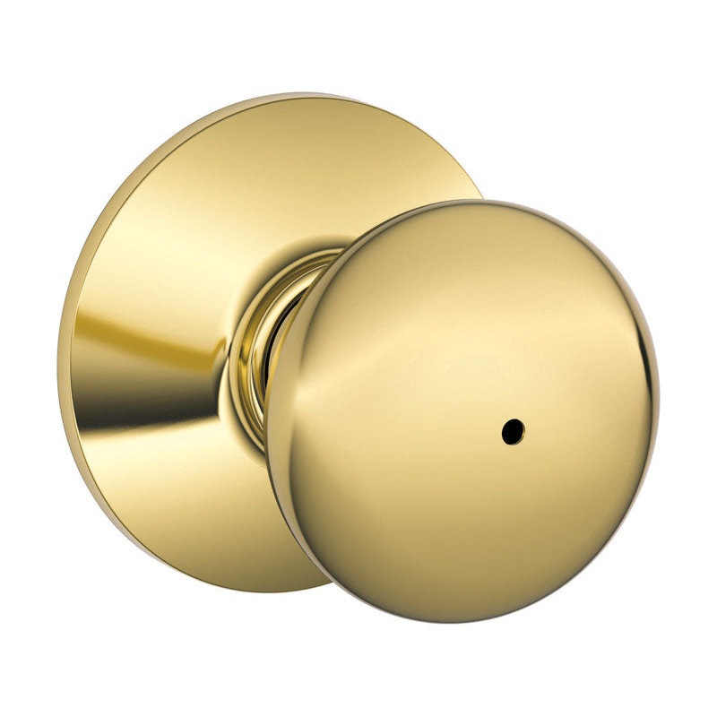 Schlage Plymouth Bright Brass Steel Privacy Lockset ANSI Grade 2 1-3/4 in.
