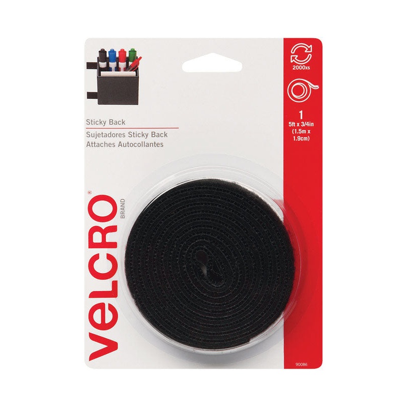 Velcro Hook and Loop Fastener 5 ft. L x 3/4 in. W Black