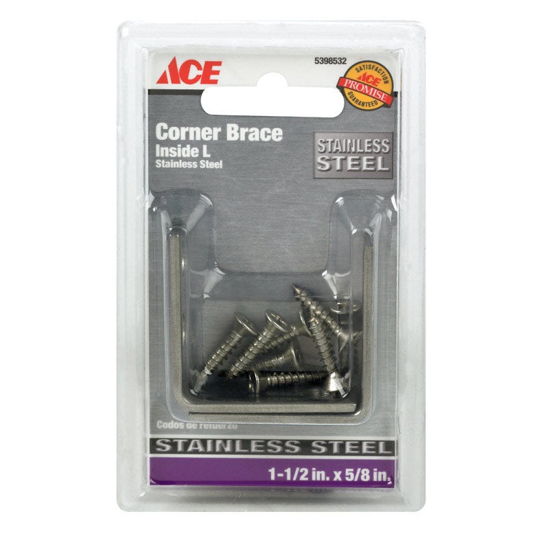 Ace Inside L Corner Brace 1-1/2 in. x 5/8 in. Stainless Steel