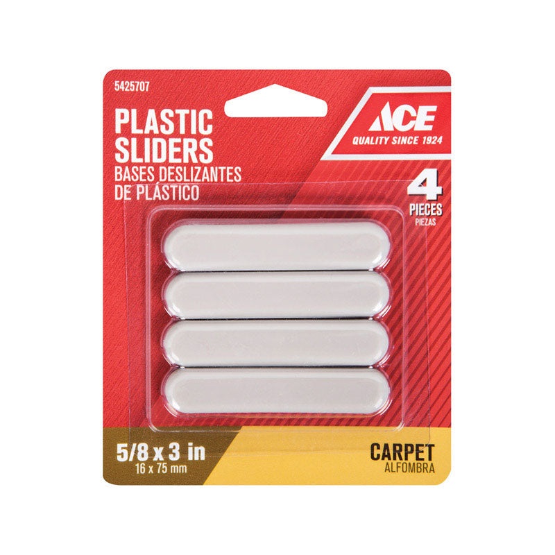Ace Plastic Rectangle Slide Glide Brown 5/8 in. W x 3 in. L 4 pk