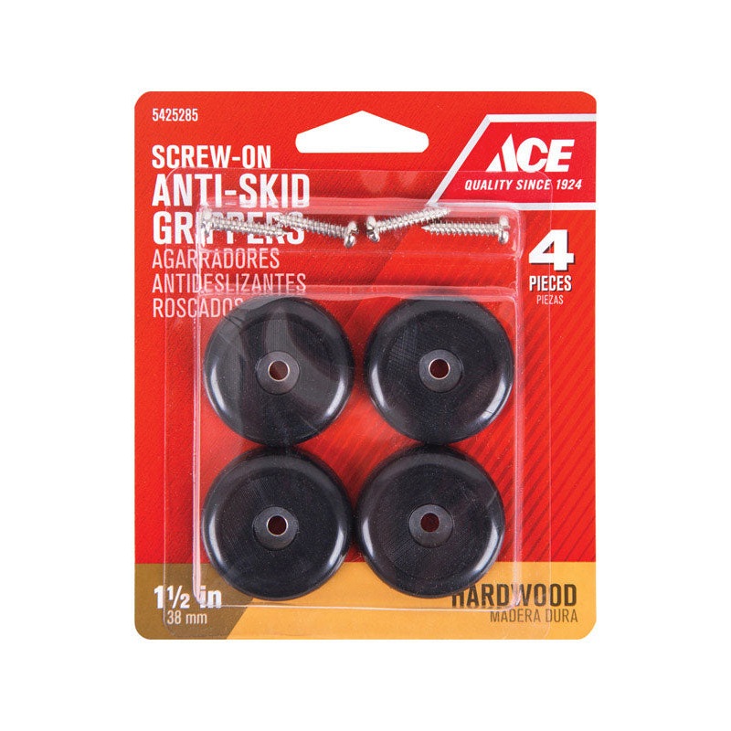 Ace Plastic Round Heavy Duty Anti-Skid Pads Black 1-1/2 in. W 4 pk