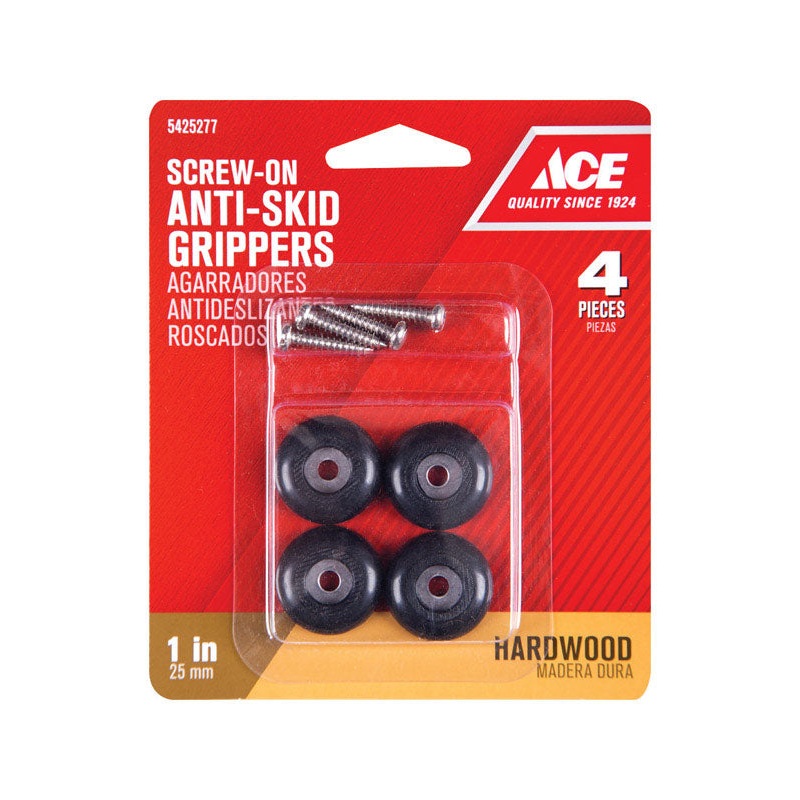 Ace Plastic Round Heavy Duty Anti-Skid Pads Black 1 in. W 4 pk