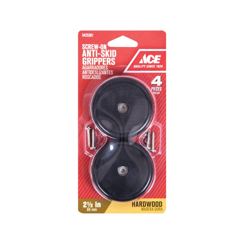 Ace Plastic Round Heavy Duty Anti-Skid Pads Black 2-1/2 in. W 4 pk