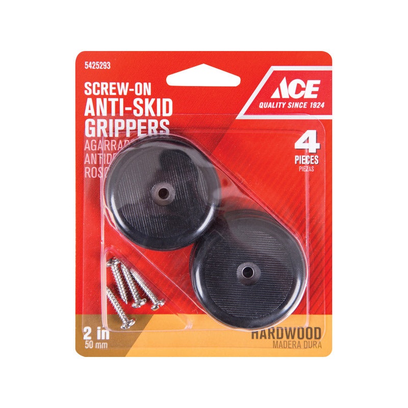 Ace Plastic Round Heavy Duty Anti-Skid Pads Black 2 in. W 4 pk