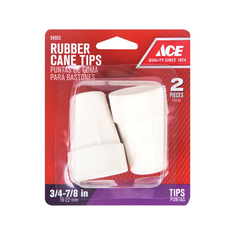 Ace Rubber Round Crutch/Cane Tip Off-White 7/8 in. W 2 pk