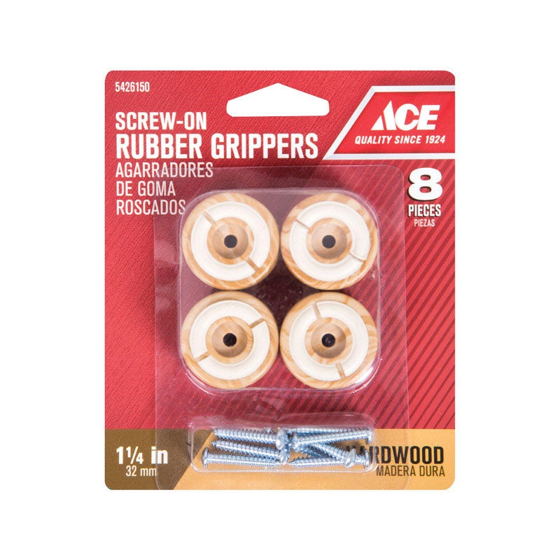 Ace Rubber Round Non-Slip Cup for Hardwood Floors Brown 1-1/4 in. W 8 pk