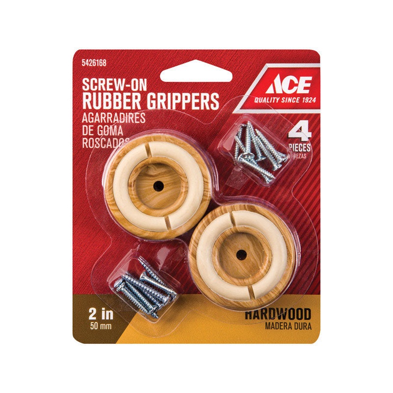 Ace Rubber Round Non-Slip Cup for Hardwood Floors Brown 2 in. W 4 pk