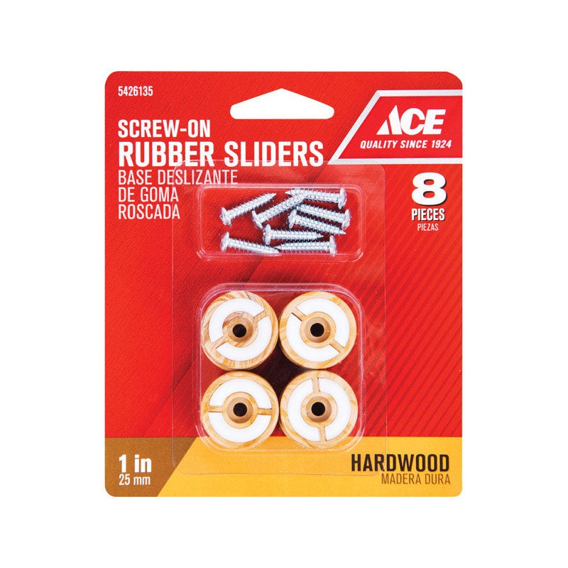 Ace Rubber Round Round Slider for Hardwood Floors Brown 1 in. W 8 pk