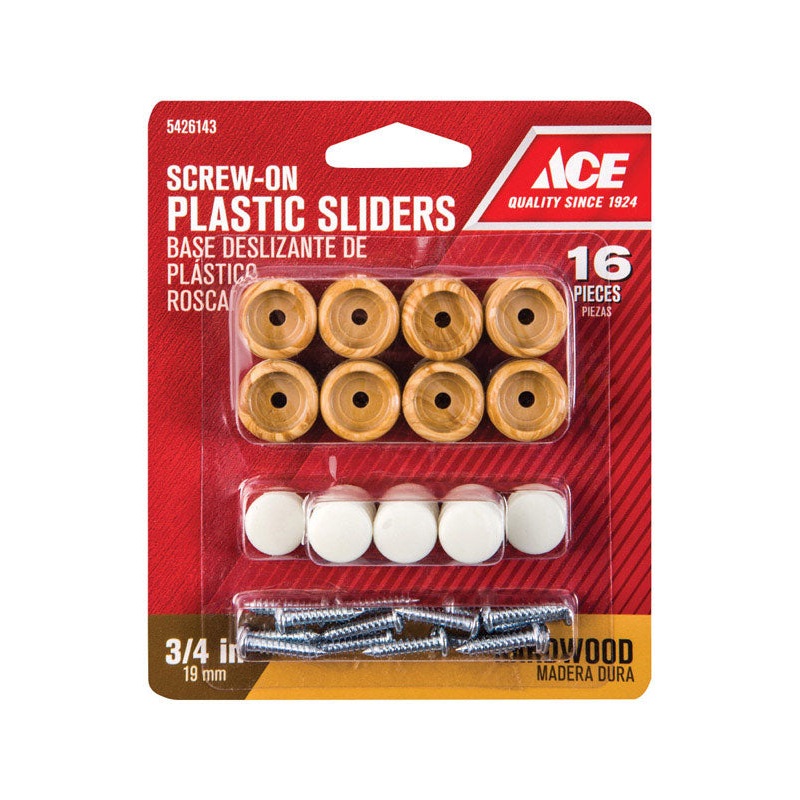 Ace Rubber Round Round Slider for Hardwood Floors Brown 3/4 in. W 16 pk