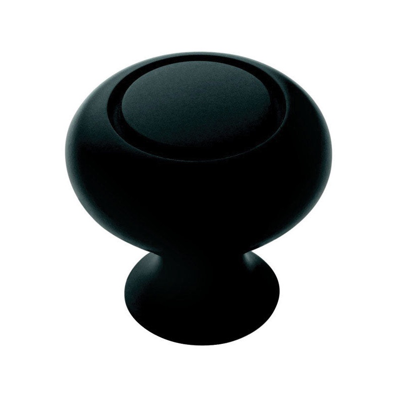 Amerock Allison Round Furniture Knob 1-1/4 in. Dia. 1-1/8 in. Black 2 pk