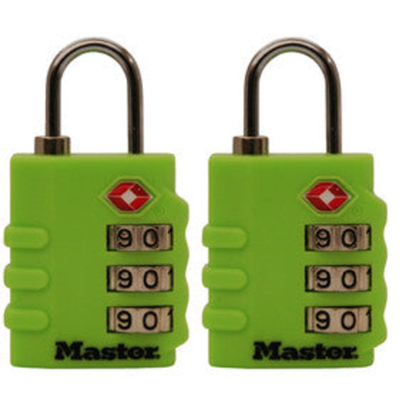 Master Lock 1-9/16 in. H x 5/8 in. W x 1-3/8 in. L Vinyl Covered Steel 3-Dial Combination Luggage